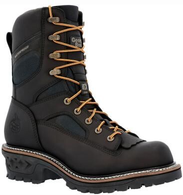 "Georgia Boot 9"" LTX Logger Composite Toe Waterproof - Mens 9 Black Boot Medium"