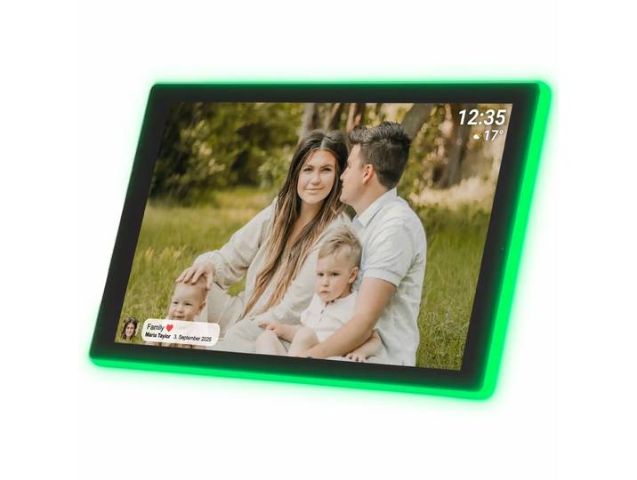 Digitaler 10,1 WLAN Fotorahmen, 190 LEDs, Frameo App, 16GB