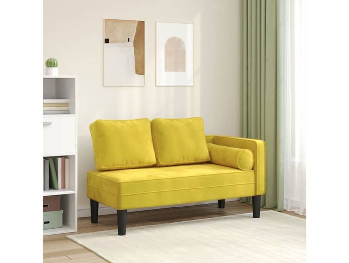 vidaXL Chaiselongue, Chaiselongue mit Kissen Gelb Samt