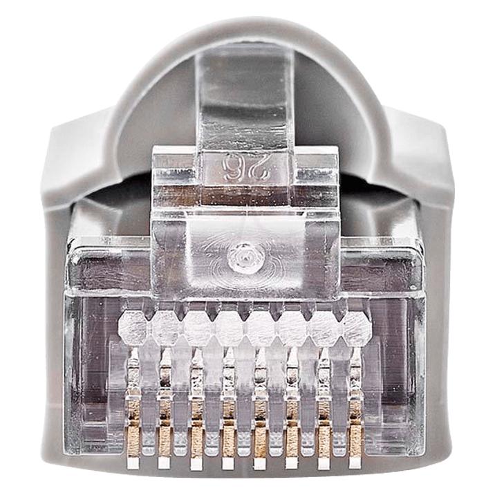 Nedis RJ45-Stecker | Stecker | Solid UTP CAT5 | gerade | Vergoldet | 10 Stück | PVC | Grau / Transpa (UTP, CAT5, 10 m) (CCGB89350GY)