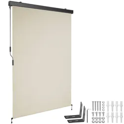 tectake Senkrechtmarkise Eloise mit 2 Wandhaltern - 120 x 250 cm beige