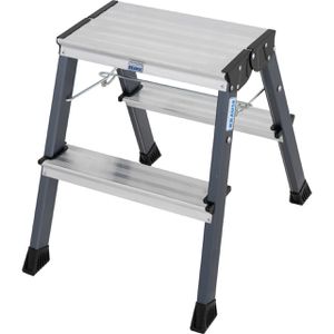 Krause Klapptritt Monto Treppy, 130174, eloxiertes Aluminium, beidseitig begehbar, mit 2 x 2 Stufen