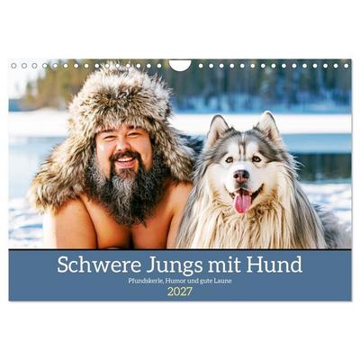 Schwere Jungs mit Hund. Pfundskerle, Humor und gute Laune (Wandkalender 2027 DIN A4 quer), CALVENDO Monatskalender