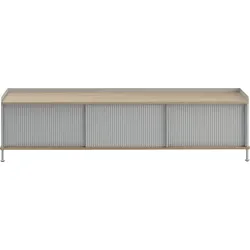 Enfold Schrank 186 cm grau mit Tischplatte aus Eiche