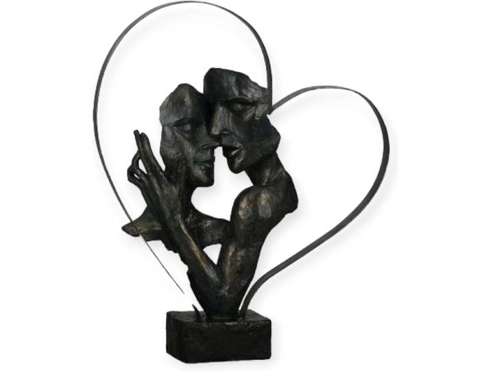 Gilde handwerk - Sculptuur - Beeld - De essentie van liefde - 10x32x37 - Polyresin en Metaal - Bronskleur