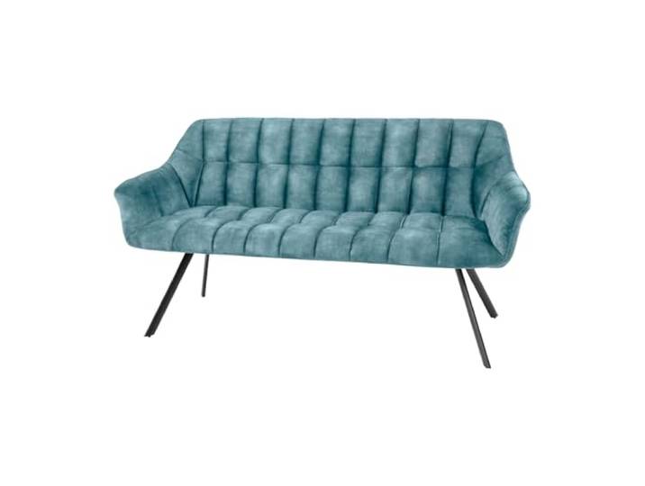 Sitzbank PAPILLON - 165cm - petrol schwarz - Samt Metall-Beine montiert geliefert, hohe Belastbarkeit, hoher Komfort, Armlehnen, Ziersteppung, modernes Design, angenehme Haptik