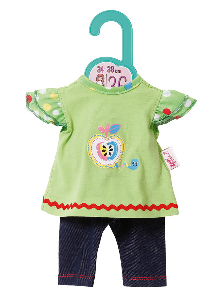 Puppenoutfit "Dolly Moda Dress + Leggings" in Grün - ab 12 Monaten - onesize