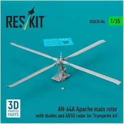 ResKit AH-64A Apache main rotor with blades and ADSS radar for Trumpeter kit (3D Printed)