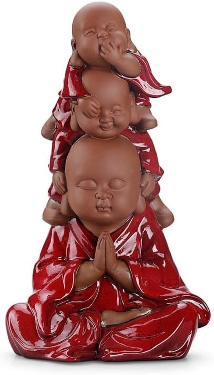 Handgemaakte Keramische Kleine Monnik Ornamenten voor Tafeldecoratie - Multicolor - 1000 gram