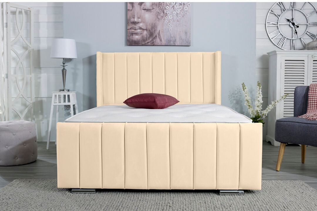 Wayfair Sleep Apperton Upholstered Bed Frame Cream Single (3')
