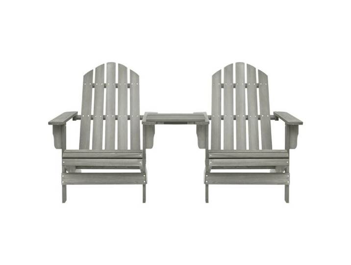 “Winter Sale TOP Chaise de jardin Gris - Chaises de jardin Adirondack avec table bois de sapin gris PRO63769