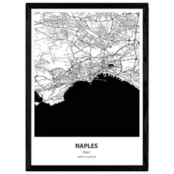 POSTER Karte Von Neapel - Italien A4 Rahmenlos