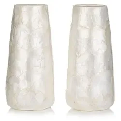 LUMIDA Casa 2 Deko-Vasen Muschel-Applikation inkl. LED-Beleuchtung Höhe 22cm, Ø 10cm
