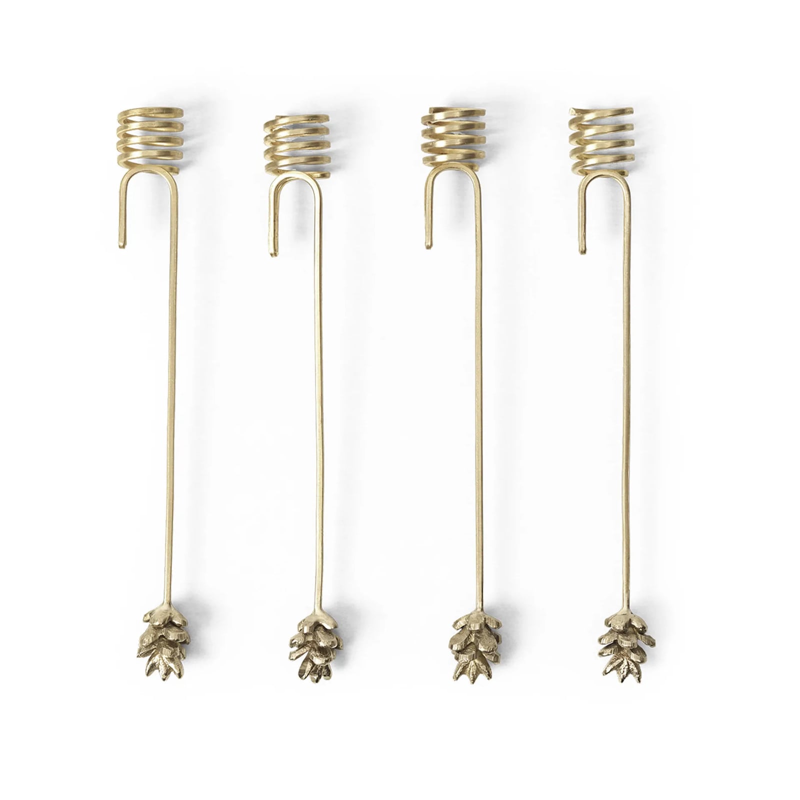 Ferm Living Forest kerstboomkaarsenhouders 4-pack goud metaal