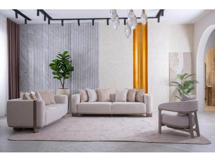 JVmoebel Polstergarnitur Wohnzimmer Set Sofas Sessel Weiß Modernes Design Eleganter Wohnstil, (3-tlg), Made in Europa