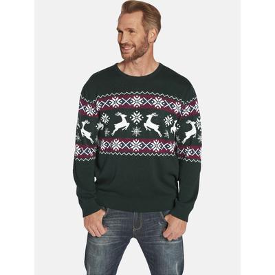Rundhalspullover JAN VANDERSTORM "Pullover TORE", Herren, Gr. XL, grün (grün gemustert), Obermaterial: 50% Baumwolle CO. 50% Polyacryl PAN., gemustert, normal, Rundhals, Pullover Rundhalspullover
