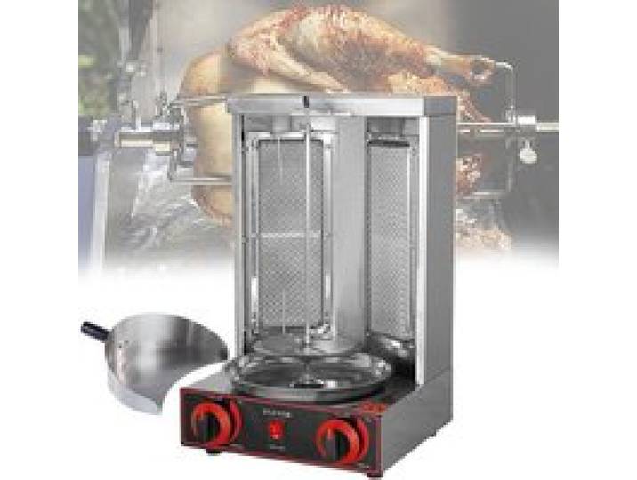 Machine à kebab verticale au propane Rôtissoire rotative 360 degrés Acier inoxydable 300x300x490 mm