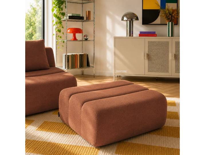 Pouf 1 place tissu terracotta