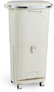 Costway 10 Gallon Kitchen Trash Can Double-Layer with Lid and 2 Removable Buckets-Beige