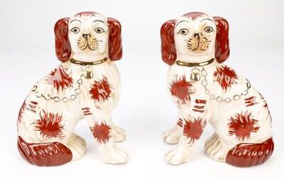 Orchard Creek Designs "Saunders Ceramic 8"" Staffordshire Dog Pair"