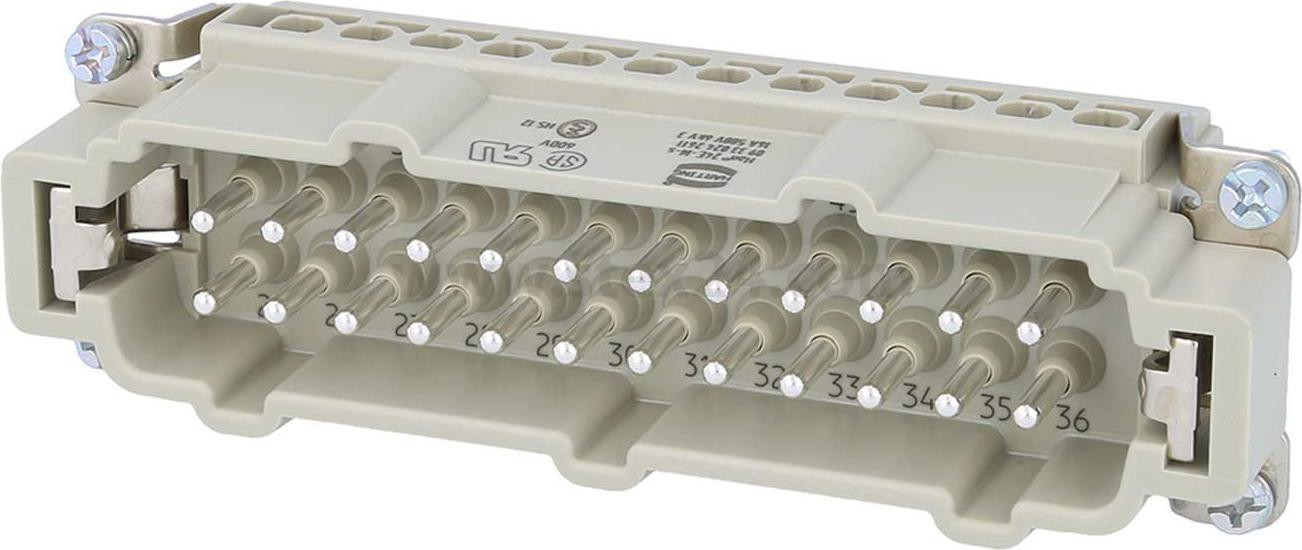 Harting Han 24E steekcontact (M), 24-polig met PE, schroefklem, 500V, 16A