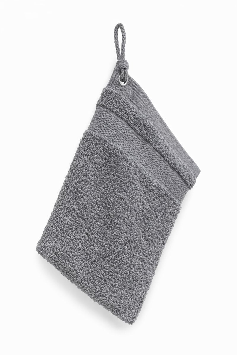 Set van 5 grijze washandjes van 100% katoen, 14 x 20 cm