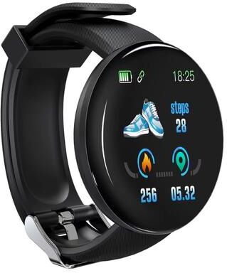 Inspired Finds D18 Smart Fitness Tracker Watch For Men And Women black