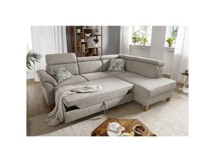 Sit&amp;More Arngast Ecksofa mit optionalem Funktionspaket - Microfaser Toro 90 hellgrau - manuelle Kopfteilverstellung &amp; Schlaffunktion - rechts ohne Funktion, manuelle Kopfteilverstellung, Schlaffunktion Modern