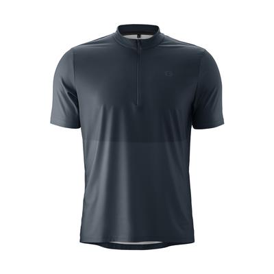 Radtrikot GONSO "Adventure Jersey Halfzip M", Herren, Gr. 5XL, grau (nachtblau), 88% Polyester, 12% Elasthan, Rundhals, Trikots, Herren Fahrradtrikot, modernes Half-Zip Trikot mit Rückentasche