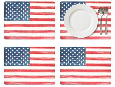 "Pimpernel Flag Collection Cork Backed Lacquer Placemats Set of 4 Heat Stain Resistant - 15.7"" x 11.7"" each"