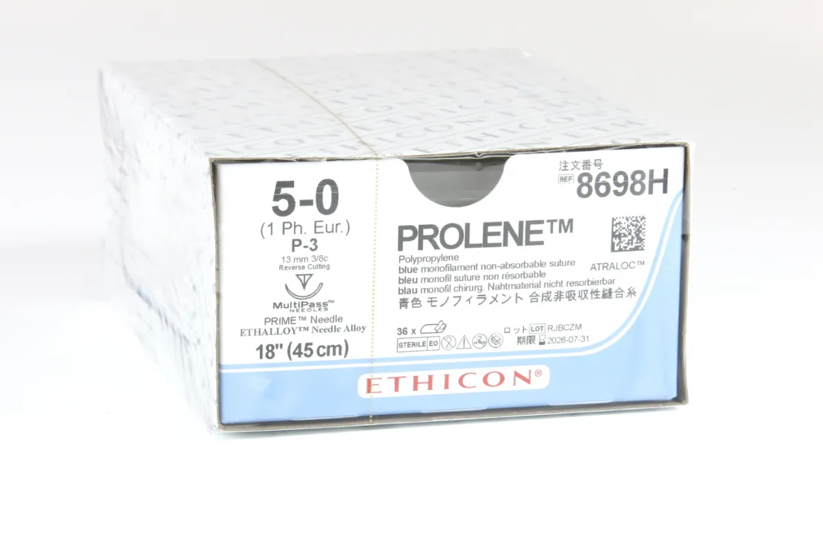 Ethicon Nahtmaterial Prolene monofil blau 5-0, mit Nadel P3 Prime, 45 cm Faden (3 Dtz.) nicht resorbierbar 8698H