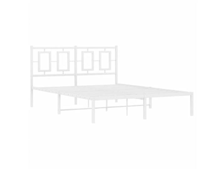 KTHLBRH Bettgestell mit Kopfteil Metall weiß 135 x 190 cm Bettgestell aus Stahl, Lattenrost inklusive, Stauraum unter Bett: 26 cm, robuste Konstruktion
