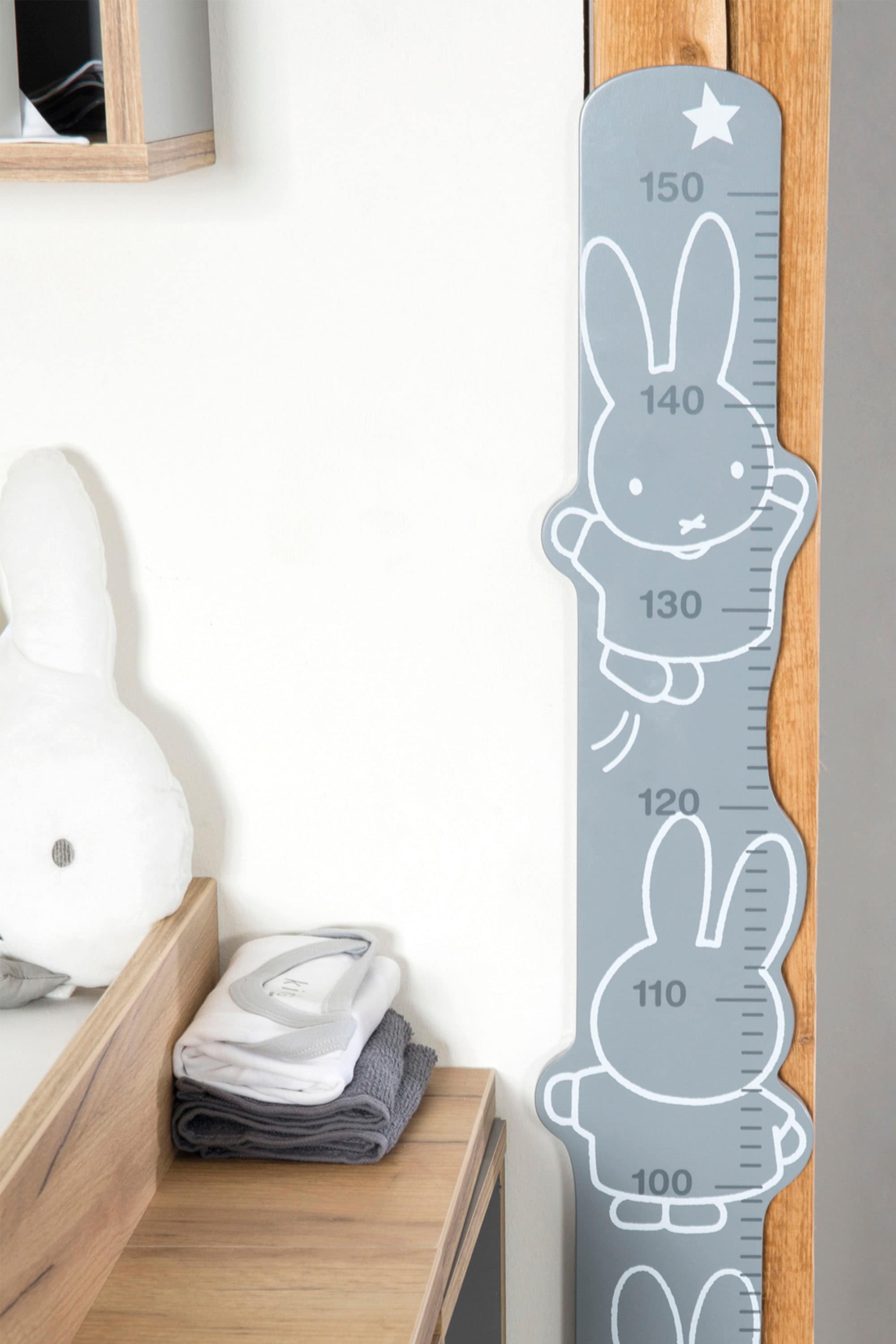 Messlatte ROBA "miffy, grau", grau, B:15cm H:90cm T:1cm, MDF, Messlatten, Messlatte, Skala von 70 cm bis 150 cm grau Einheitsgröße