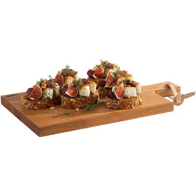 Servierbrett APS "SIMPLY WOOD", braun, B:22cm H:2cm L:40cm, Massivholz, Schneidebretter, mit Hängeloch und Lederband, geölt