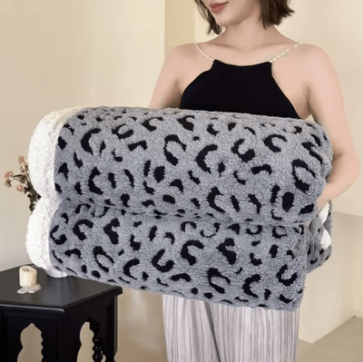 Inspire Curations Leopard Print Lambswool Jacquard Throw Blanket 3 180x200cm