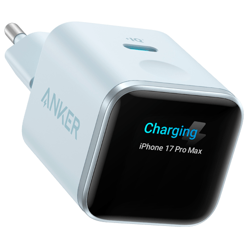 Anker Nano USB-C Schnellladegerät 45W mit Display Hellblau