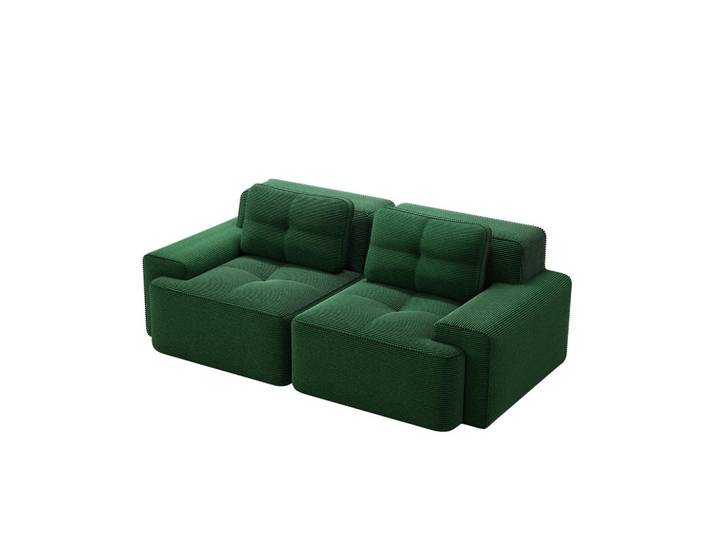 Flora Grace Sofa 204/104/69 cm in Grün aus Cord mit modularer Gestaltung, 104x69x204 cm, Wohnzimmer, Sofas & Couches, Sofas