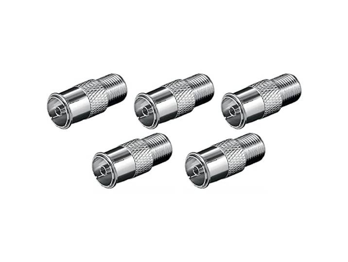 GOOBAY 5 stuks antenne-adapter F-stekker - coaxiaal vrouwelijk 9,5 mm