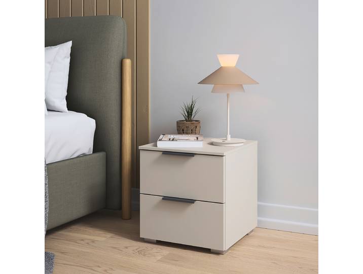 Nachtkommode 42cm 2er Set Beige/Kaschmir Grau