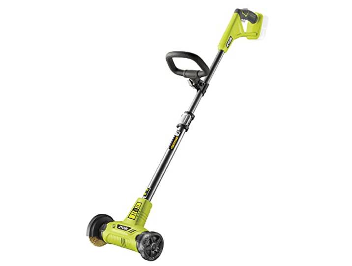 RYOBI Nettoyeur de Joints 18V One+ Brosse 11\,5 cm RY18PCA-0 (sans Batterie) Rotation métallique pour décrasser terrasses\, dalles\, escaliers et carrelage\, poignée ajustable\, tube télescopique\, pierre