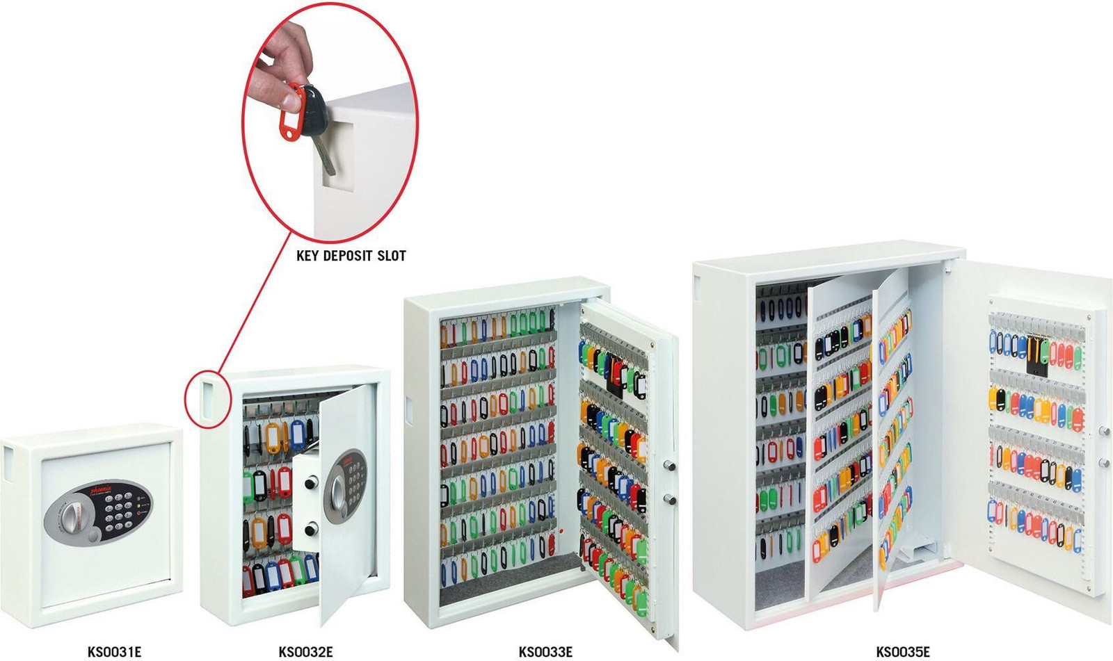 Phoenix Safe KS0031E Cygnus elektronische sleutelkluis met 30 haken, wit, B/D/H: 30 x 28 x 10 cm