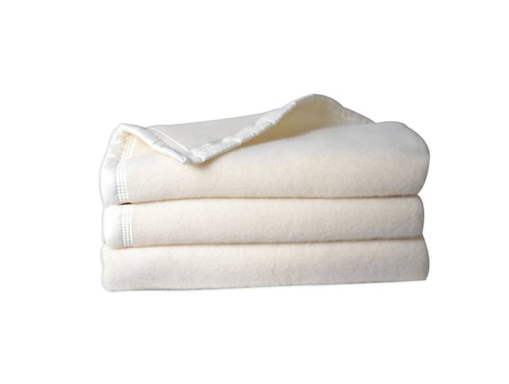 Couverture laine woolmark double face naturel 180x240 cm