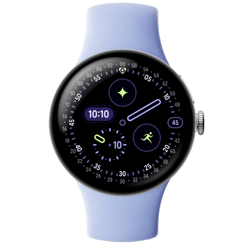 Google Pixel Watch 4 41mm Silber (Lila Armband)
