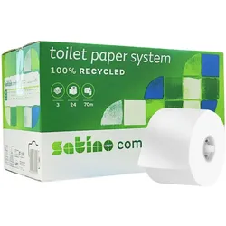 Toilettenpapier Wepa Satino comfort Großrolle hochweiß 3-lag 24 Rollen/Pack, 3-lagig, Recycling, 507 Blatt/Rolle, Waffel
