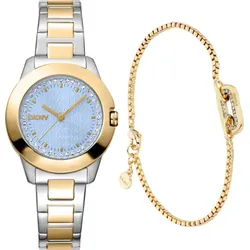DKNY Park Ave logo watch settwo tone silver & gold DK1L021M0085 - hellblau,bicolor silber/gold - 30mm
