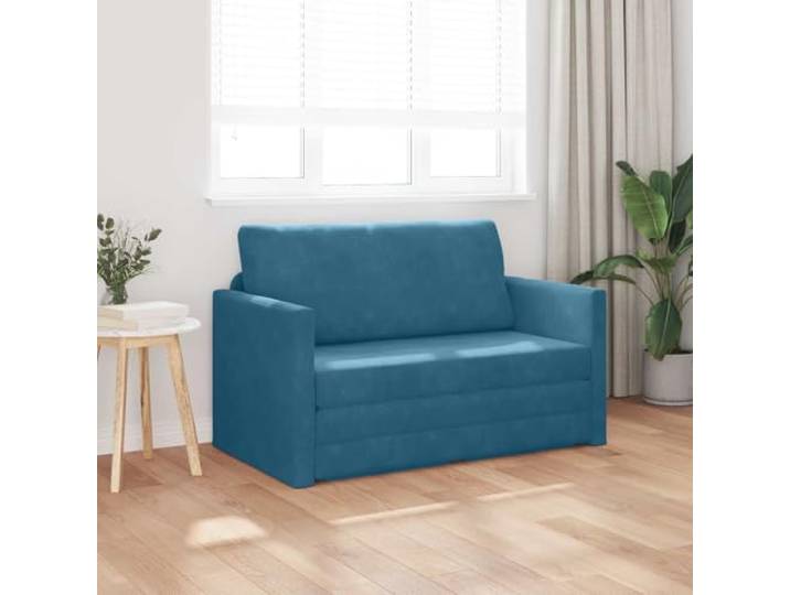 KTHLBRH Schlafsofa blau Samt 124 x 71 x 78 cm Gestell aus Metall und Sperrholz, abnehmbare Kissen, umwandelbares Design, einfache Montage