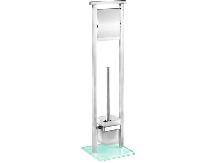 WC-Garnitur WENKO Debar , weiss (weiß), B:18cm H:73cm, Edelstahl, Glas, Reinigungsbürsten, WC-Garnitur, Stand WC-Garnitur