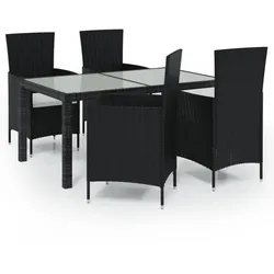 Helloshop26 - 5-teiliges Outdoor-Lounge-Set mit Kissen schwarzes Kunstharzgeflecht 02_0014955