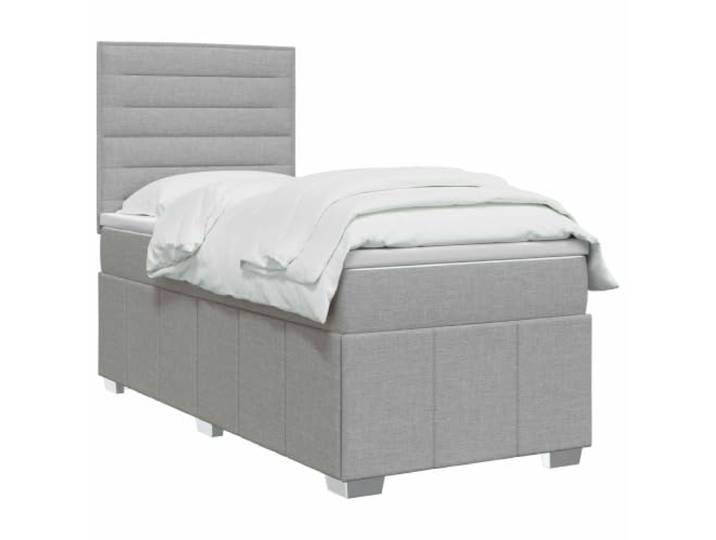 vidaXL LED Boxspringbett mit Matratze Hellgrau 90 x 200 cm Stoff Coole Beleuchtung für modernen Stil, Höhe anpassen für deinen Komfort, Verbesserung des Schlafs mit Bewegungsisolierung