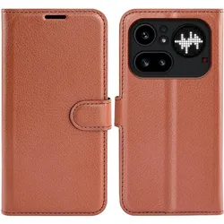 Cover-Discount Nothing Phone (4a) Pro - Leder Etui Hülle (Nothing Phone (4a) Pro), Smartphone Hülle, Braun
